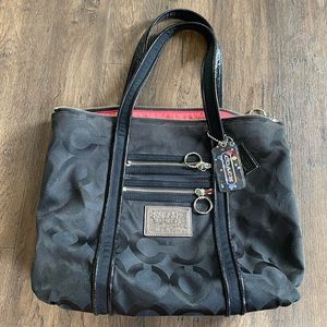 Coach poppy black tote purse